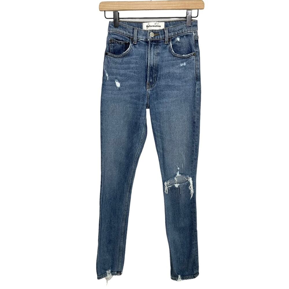 Reformation High & Skinny Distressed Jeans